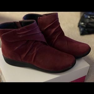 Burgundy microfiber suede boots